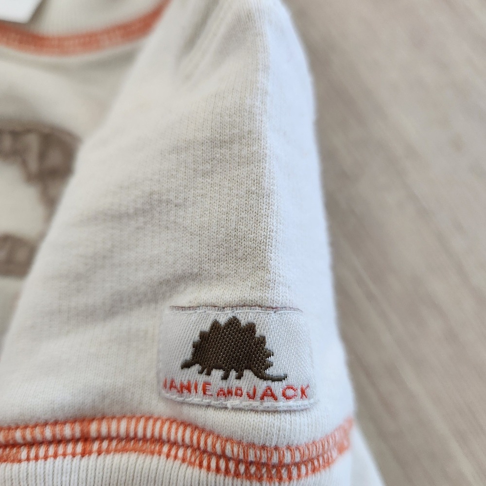 Janie and Jack Baby Boy Dinosaur Romper Cream Orange 6-12 Months D.I.G. Graphic - Picture 7 of 9
